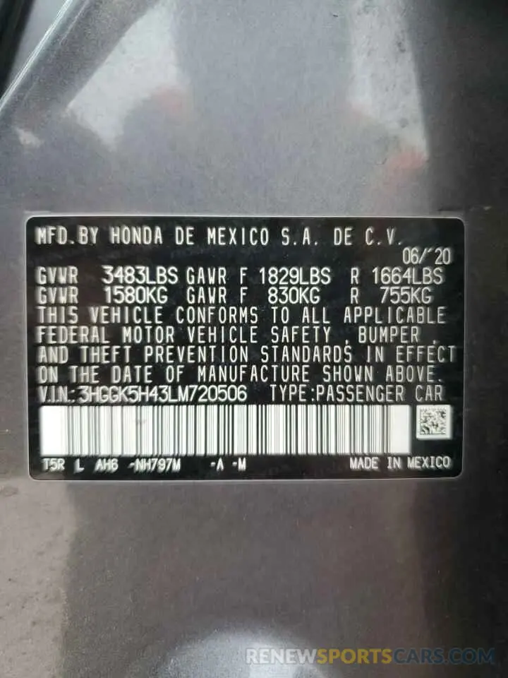 15 fotografías del automóvil dañado 3HGGK5H43LM720506 HONDA FIT 2020