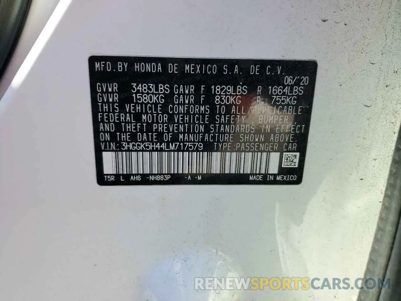 12 fotografías del automóvil dañado 3HGGK5H44LM717579 HONDA FIT 2020