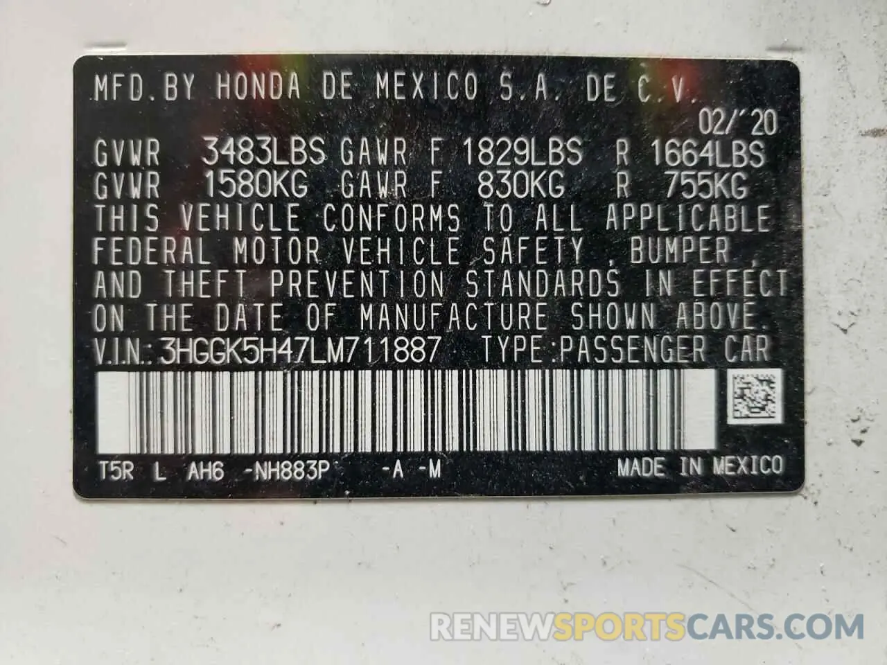 12 fotografías del automóvil dañado 3HGGK5H47LM711887 HONDA FIT 2020
