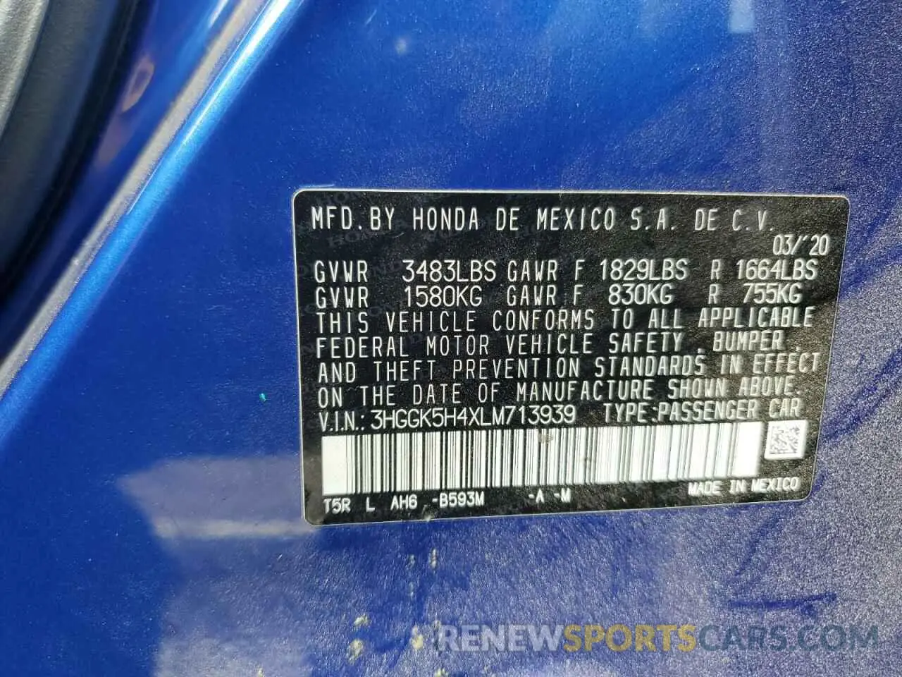 12 fotografías del automóvil dañado 3HGGK5H4XLM713939 HONDA FIT 2020