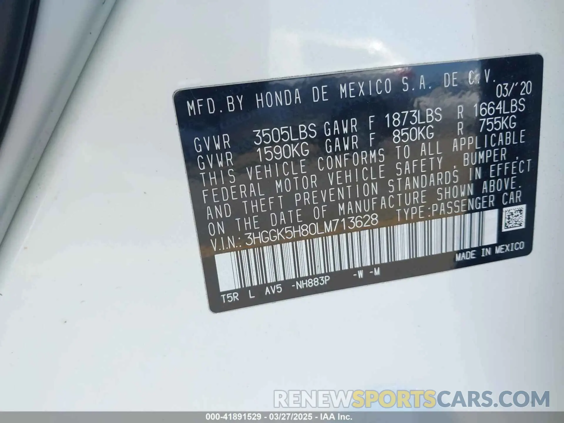 9 fotografías del automóvil dañado 3HGGK5H80LM713628 HONDA FIT 2020