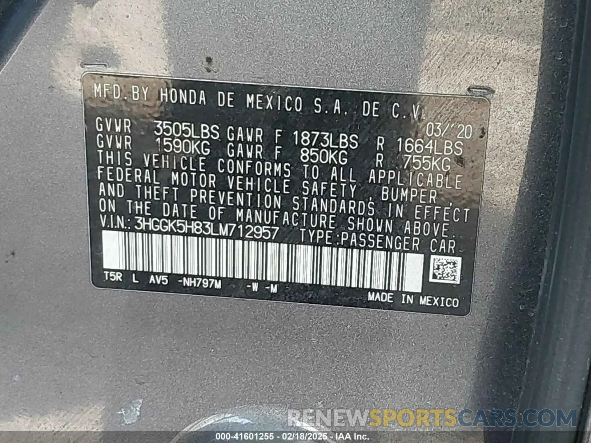 9 fotografías del automóvil dañado 3HGGK5H83LM712957 HONDA FIT 2020