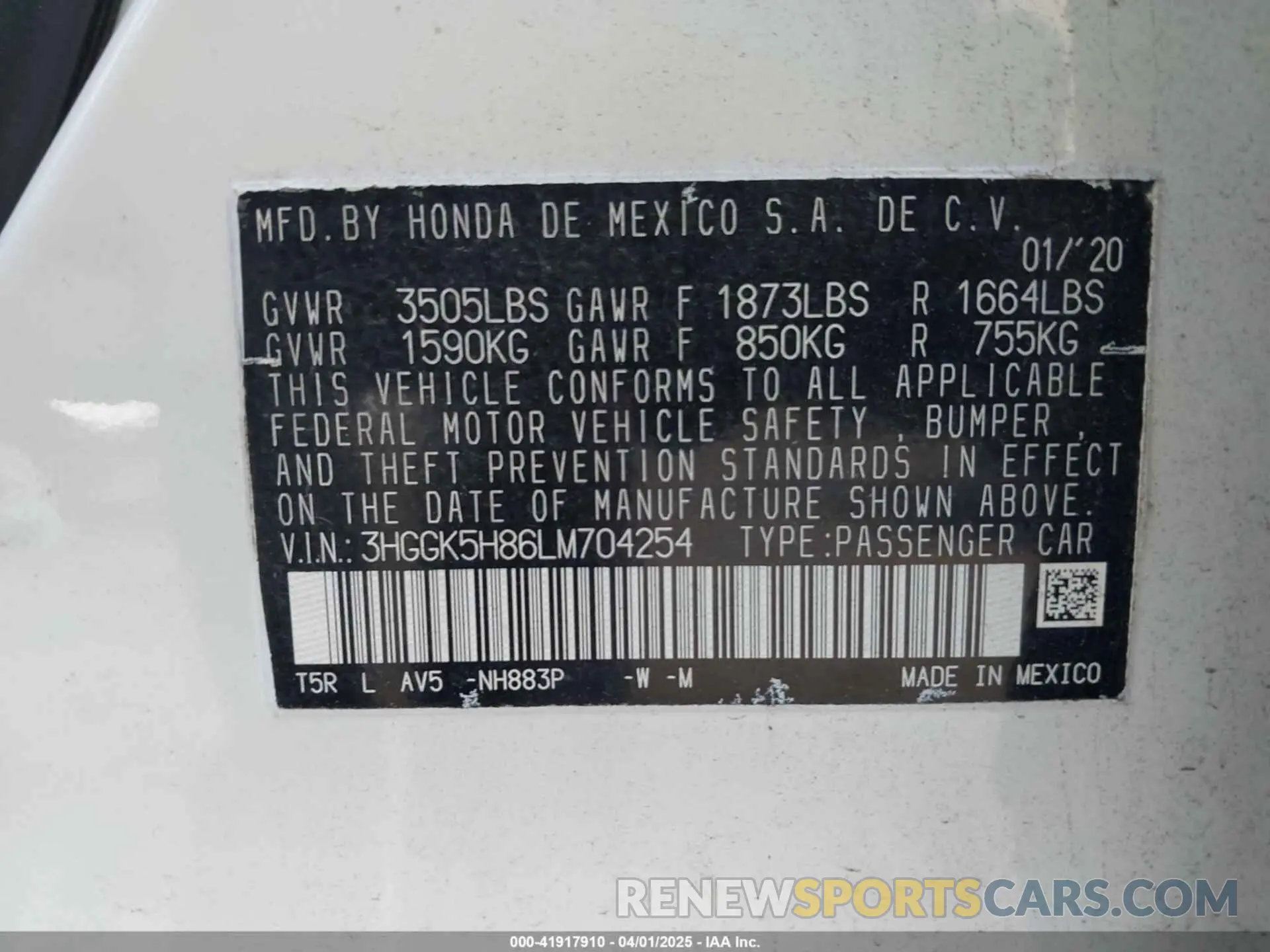 9 fotografías del automóvil dañado 3HGGK5H86LM704254 HONDA FIT 2020