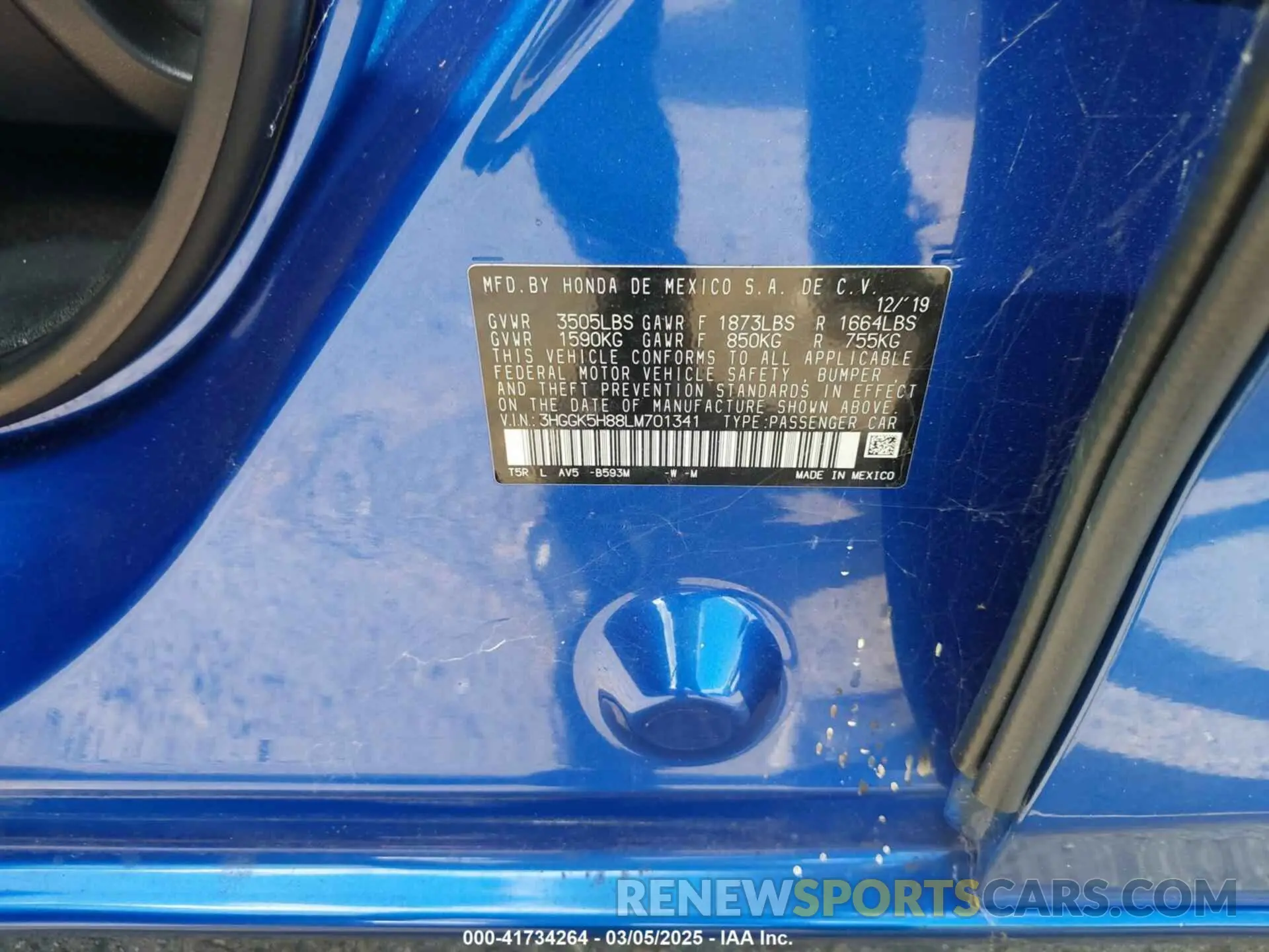 9 fotografías del automóvil dañado 3HGGK5H88LM701341 HONDA FIT 2020