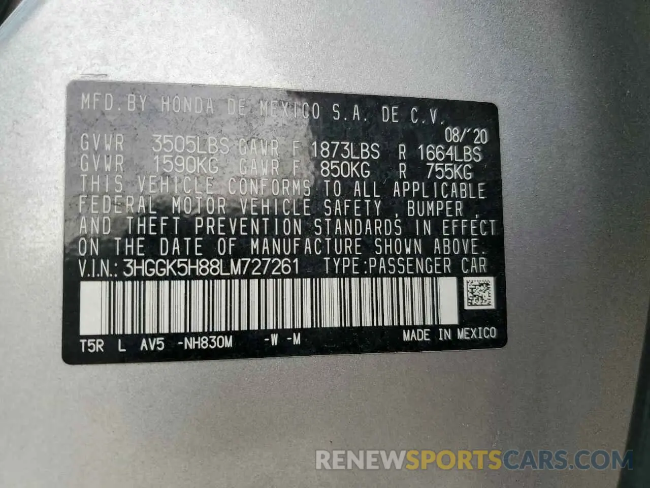 13 fotografías del automóvil dañado 3HGGK5H88LM727261 HONDA FIT 2020