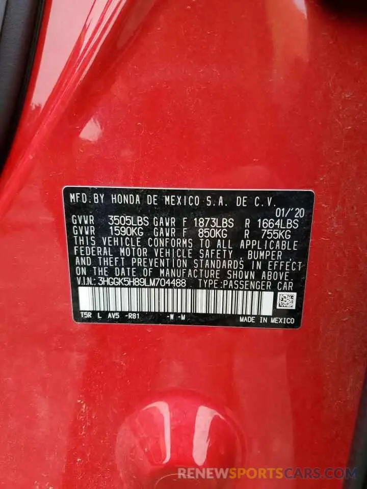 16 fotografías del automóvil dañado 3HGGK5H89LM704488 HONDA FIT 2020
