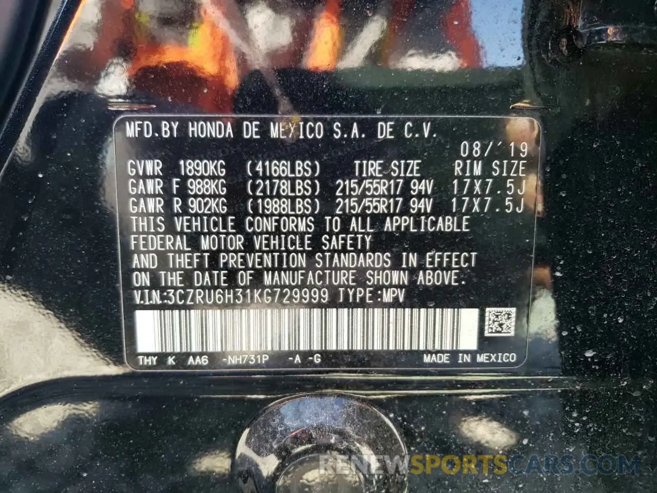 12 fotografías del automóvil dañado 3CZRU6H31KG729999 HONDA HR-V 2019
