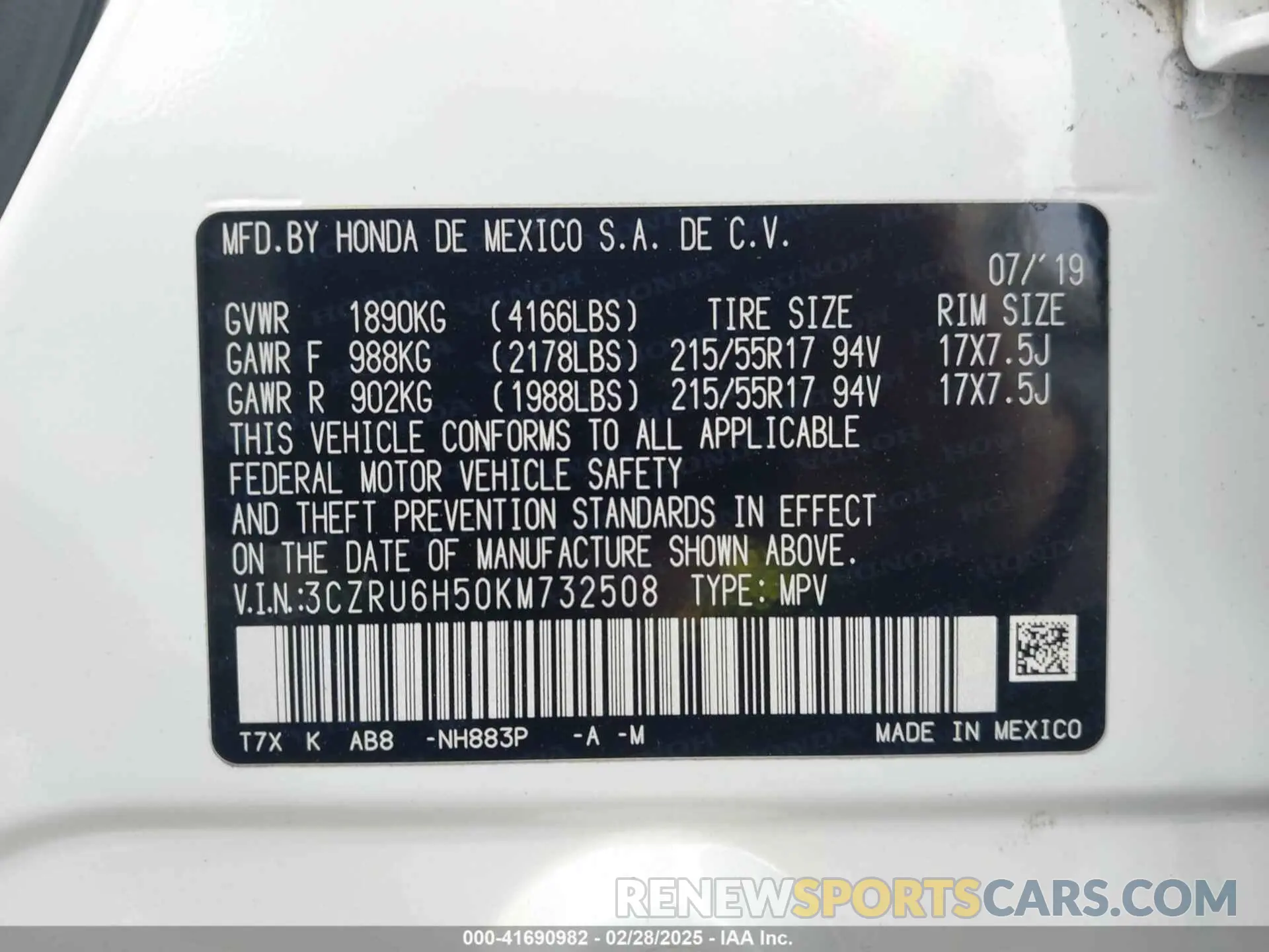 9 fotografías del automóvil dañado 3CZRU6H50KM732508 HONDA HR-V 2019