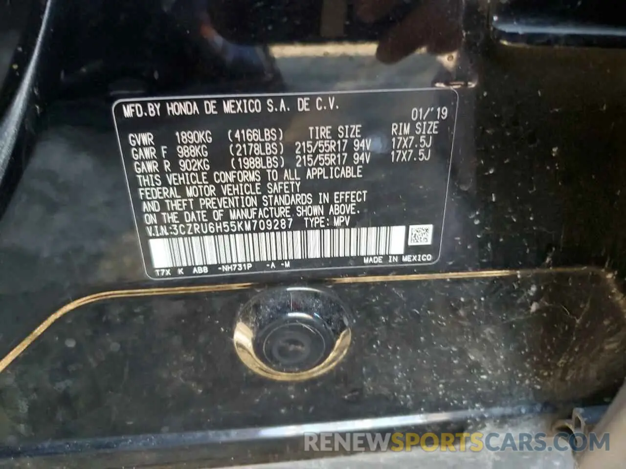 13 fotografías del automóvil dañado 3CZRU6H55KM709287 HONDA HR-V 2019