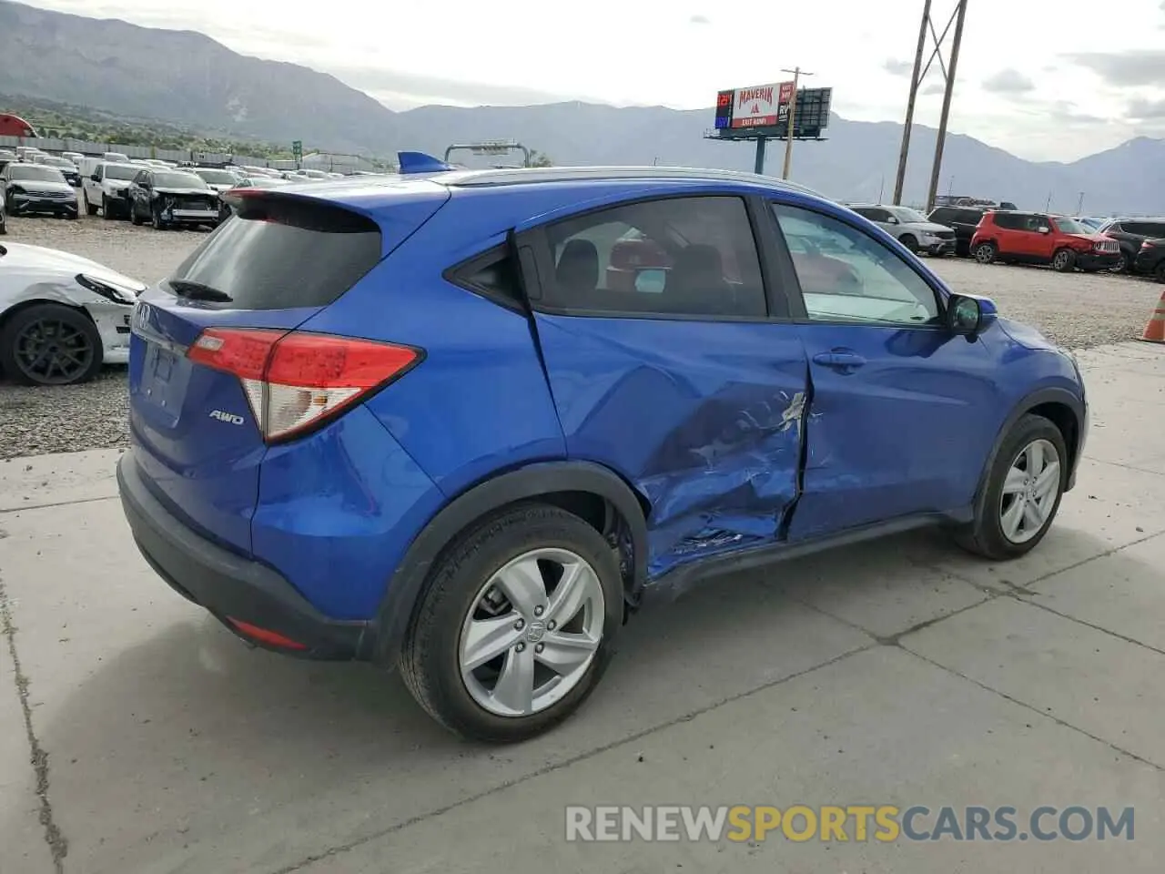 3 fotografías del automóvil dañado 3CZRU6H56KM709704 HONDA HR-V 2019