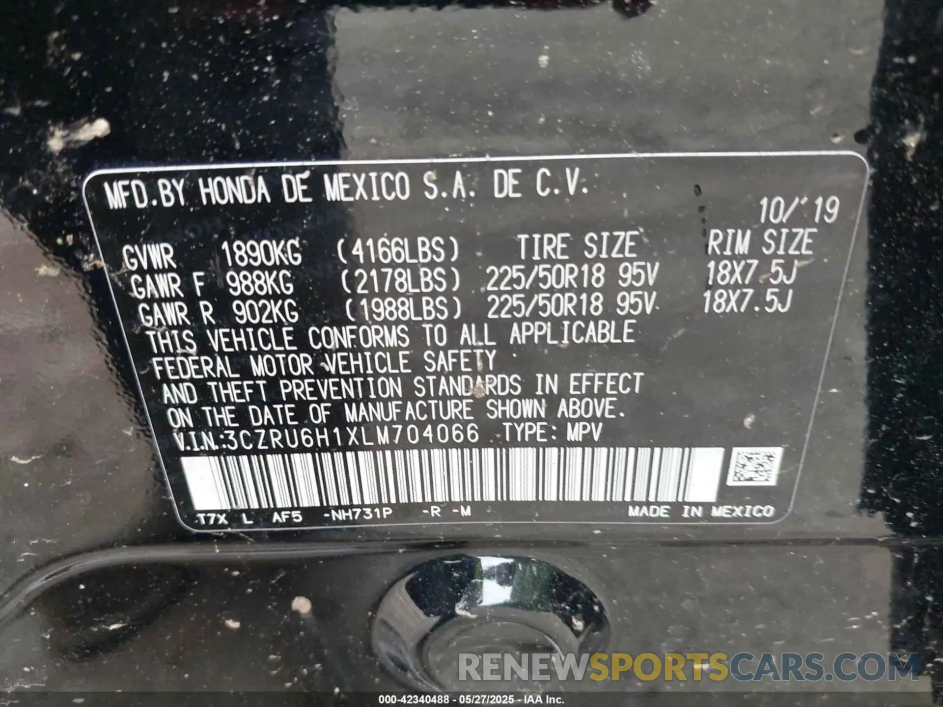 9 fotografías del automóvil dañado 3CZRU6H1XLM704066 HONDA HR-V 2020