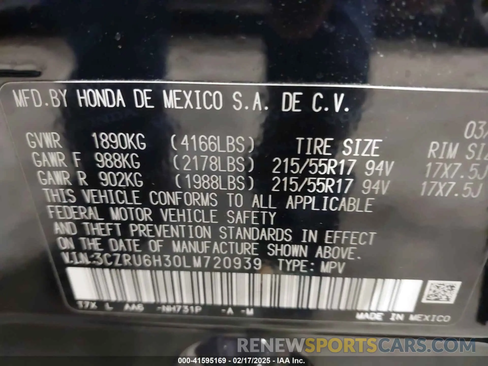 9 fotografías del automóvil dañado 3CZRU6H30LM720939 HONDA HR-V 2020