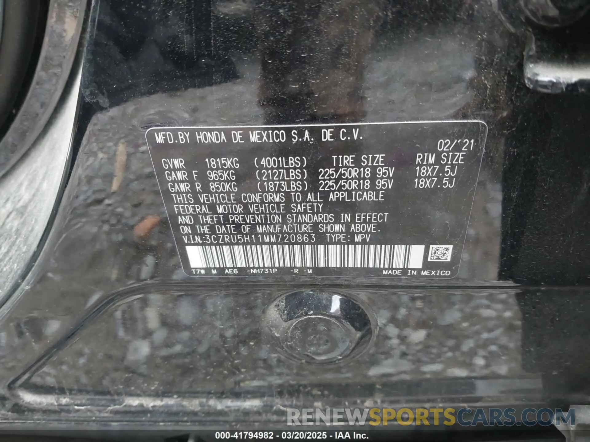 9 fotografías del automóvil dañado 3CZRU5H11MM720863 HONDA HR-V 2021