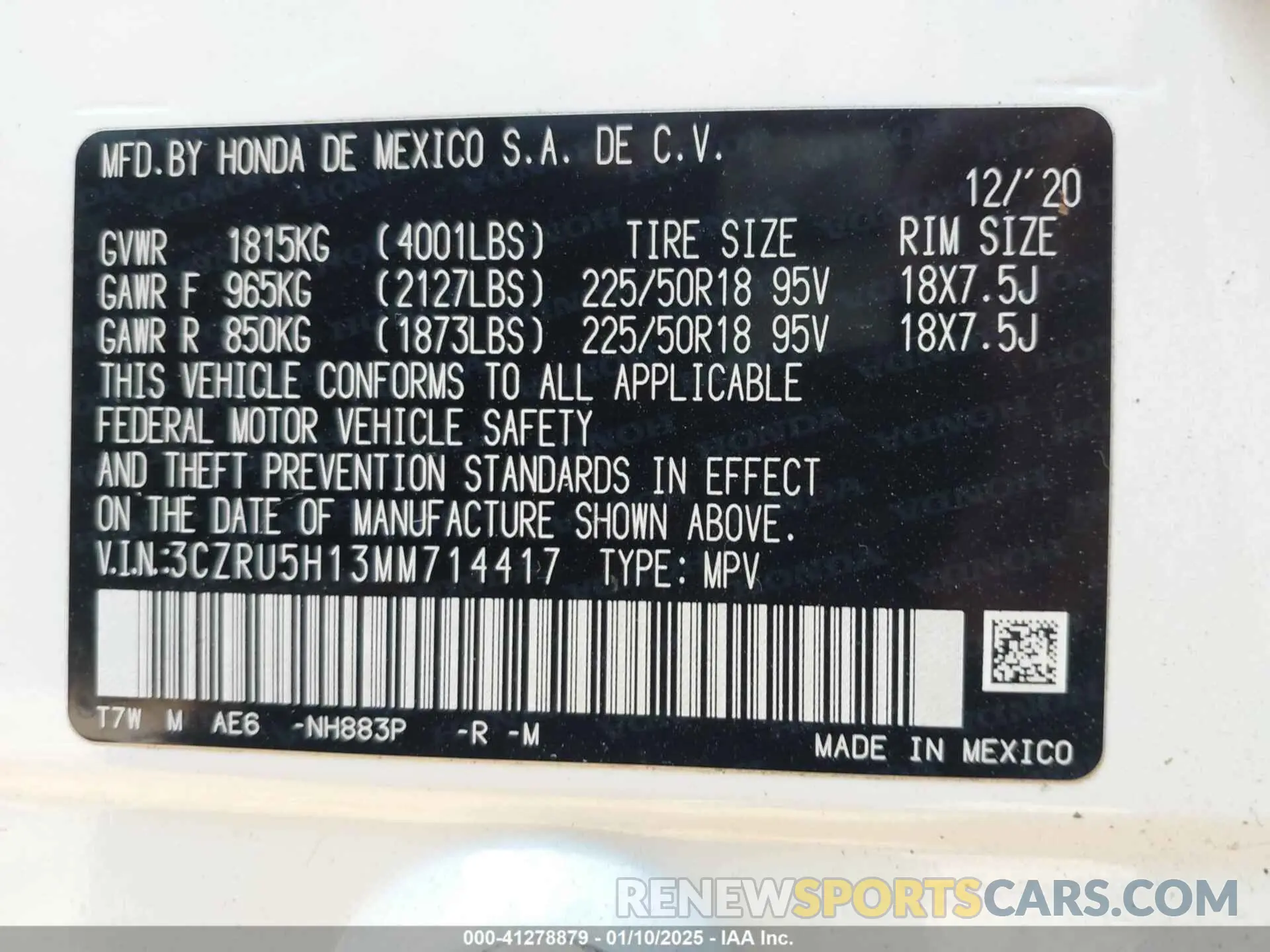 9 fotografías del automóvil dañado 3CZRU5H13MM714417 HONDA HR-V 2021