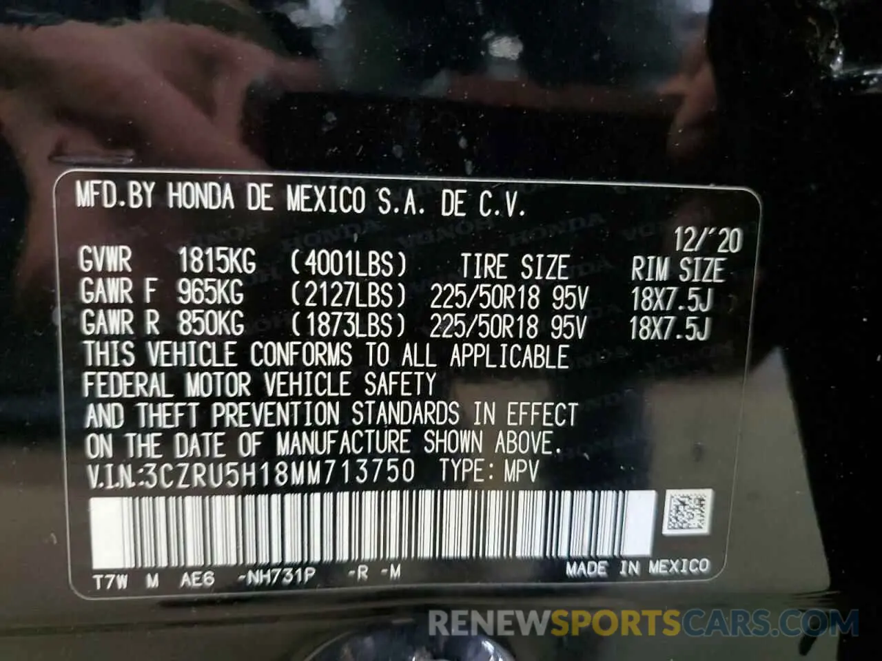 14 fotografías del automóvil dañado 3CZRU5H18MM713750 HONDA HR-V 2021