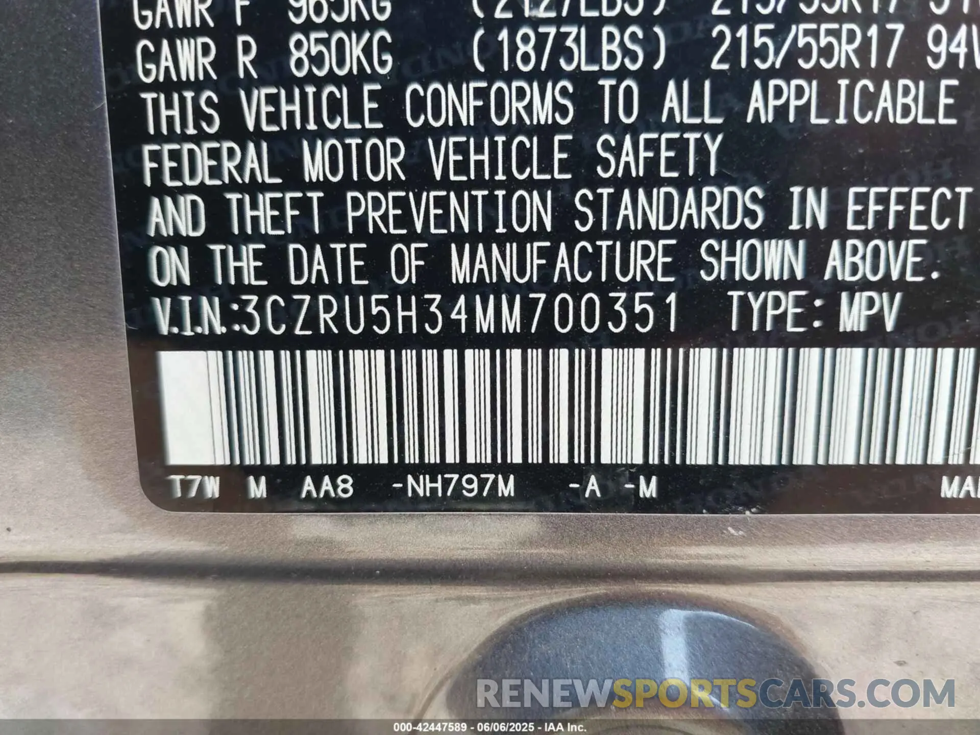 9 fotografías del automóvil dañado 3CZRU5H34MM700351 HONDA HR-V 2021