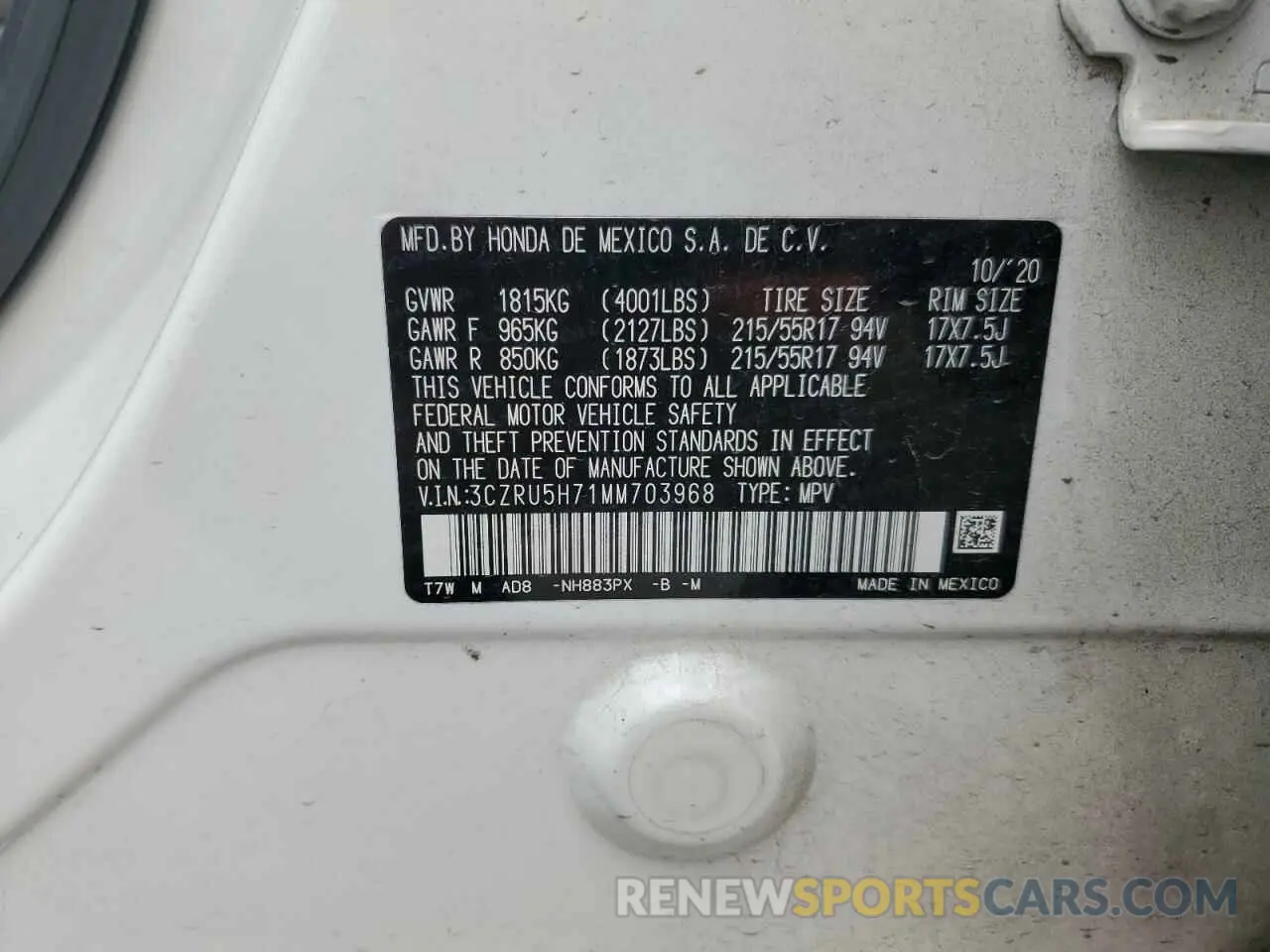15 fotografías del automóvil dañado 3CZRU5H71MM703968 HONDA HR-V 2021