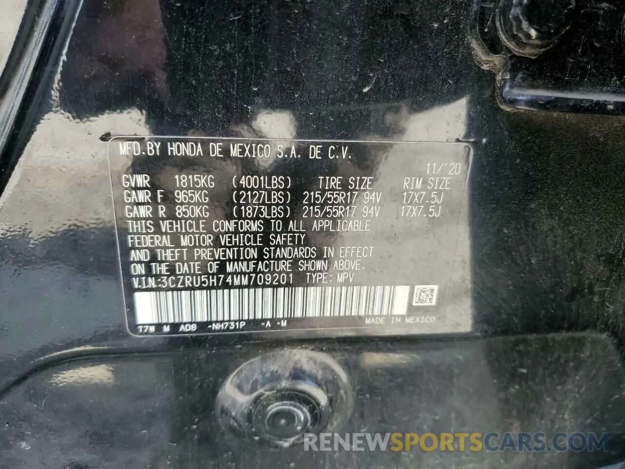 14 fotografías del automóvil dañado 3CZRU5H74MM709201 HONDA HR-V 2021