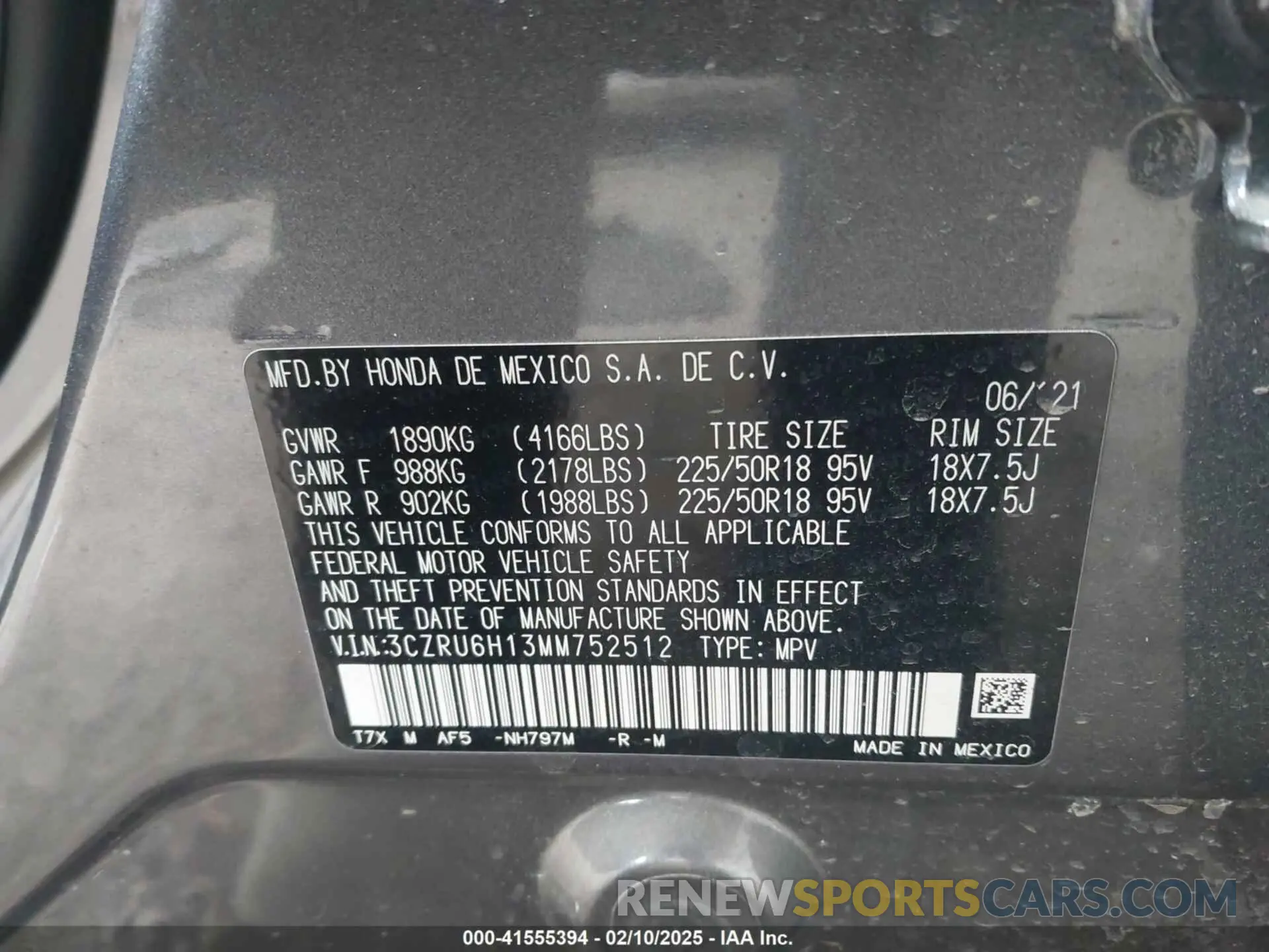 9 fotografías del automóvil dañado 3CZRU6H13MM752512 HONDA HR-V 2021