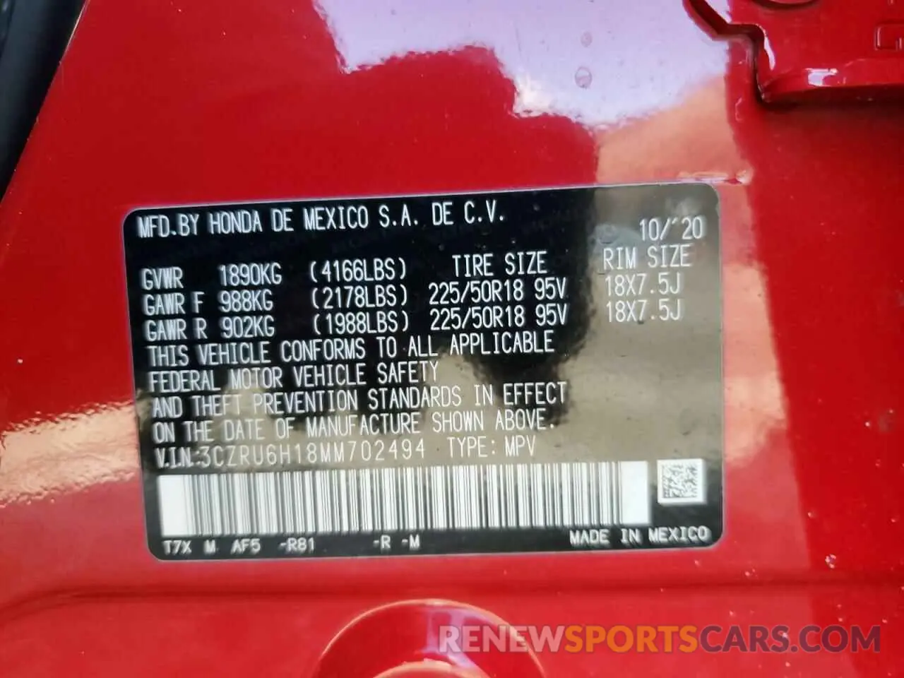 14 fotografías del automóvil dañado 3CZRU6H18MM702494 HONDA HR-V 2021
