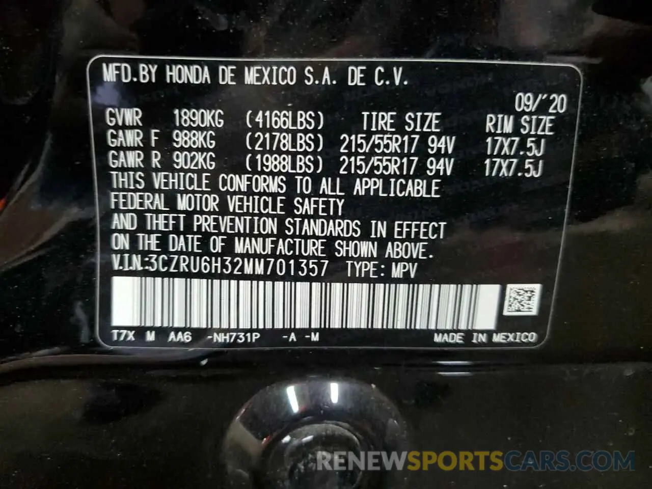 13 fotografías del automóvil dañado 3CZRU6H32MM701357 HONDA HR-V 2021