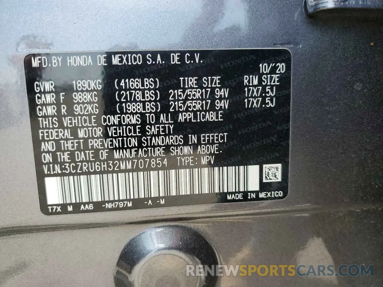 13 fotografías del automóvil dañado 3CZRU6H32MM707854 HONDA HR-V 2021