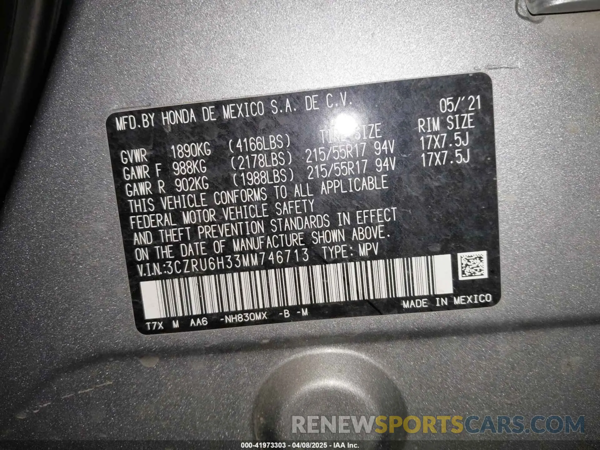 9 fotografías del automóvil dañado 3CZRU6H33MM746713 HONDA HR-V 2021