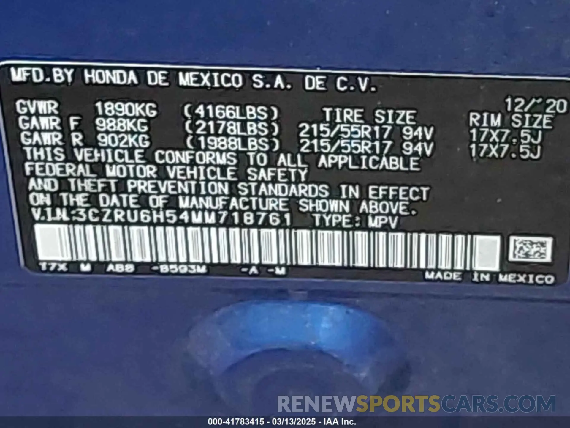 9 fotografías del automóvil dañado 3CZRU6H54MM718761 HONDA HR-V 2021