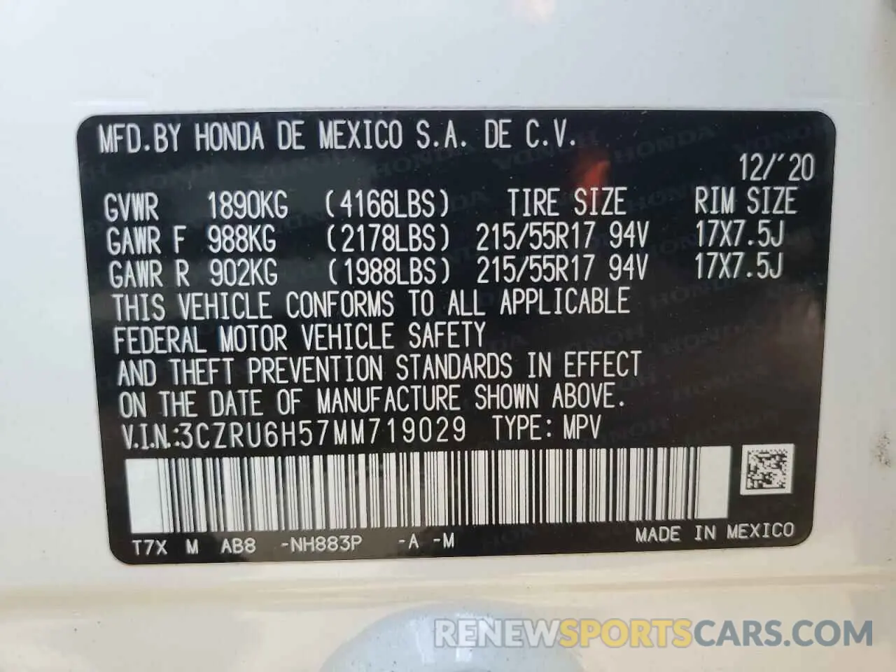 14 fotografías del automóvil dañado 3CZRU6H57MM719029 HONDA HR-V 2021