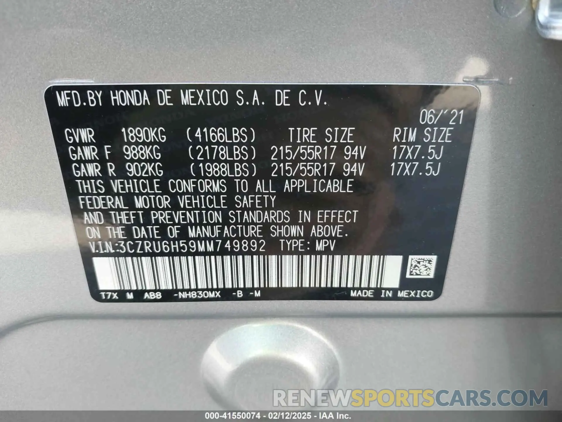 9 fotografías del automóvil dañado 3CZRU6H59MM749892 HONDA HR-V 2021