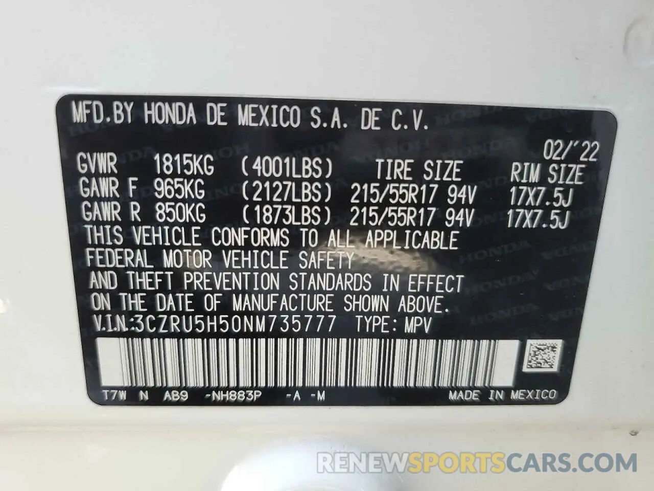13 fotografías del automóvil dañado 3CZRU5H50NM735777 HONDA HR-V 2022