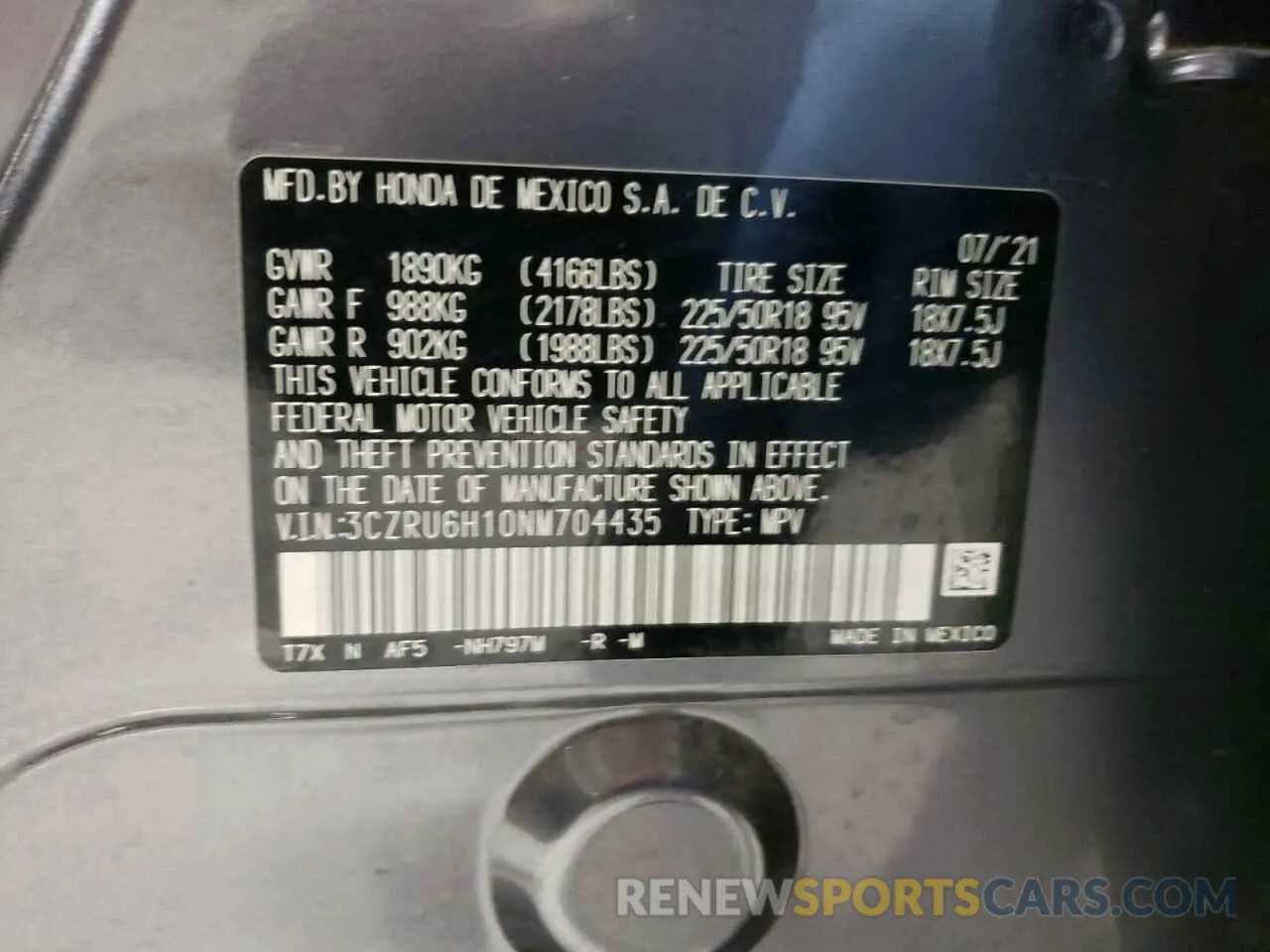 14 fotografías del automóvil dañado 3CZRU6H10NM704435 HONDA HR-V 2022