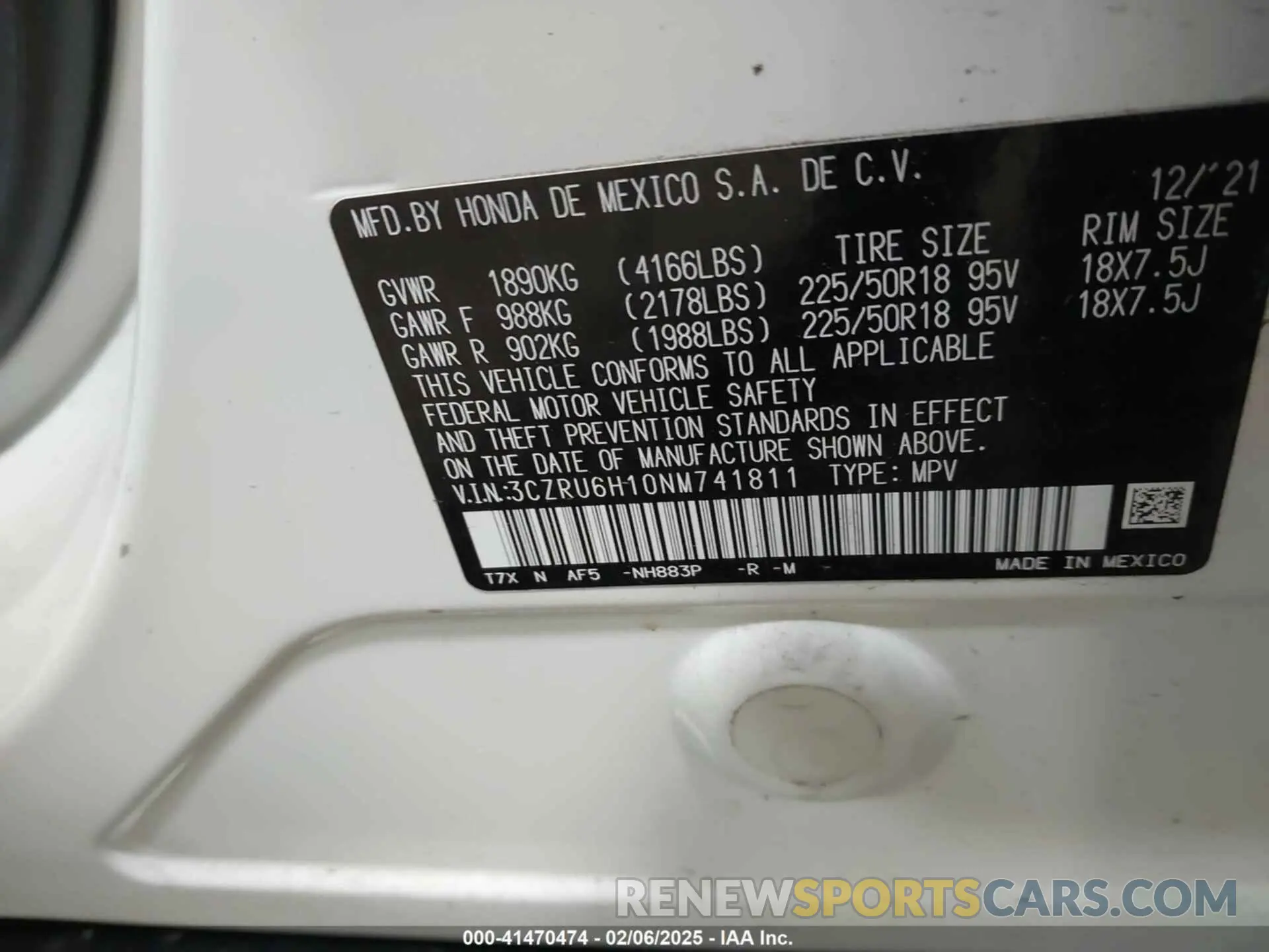 9 fotografías del automóvil dañado 3CZRU6H10NM741811 HONDA HR-V 2022