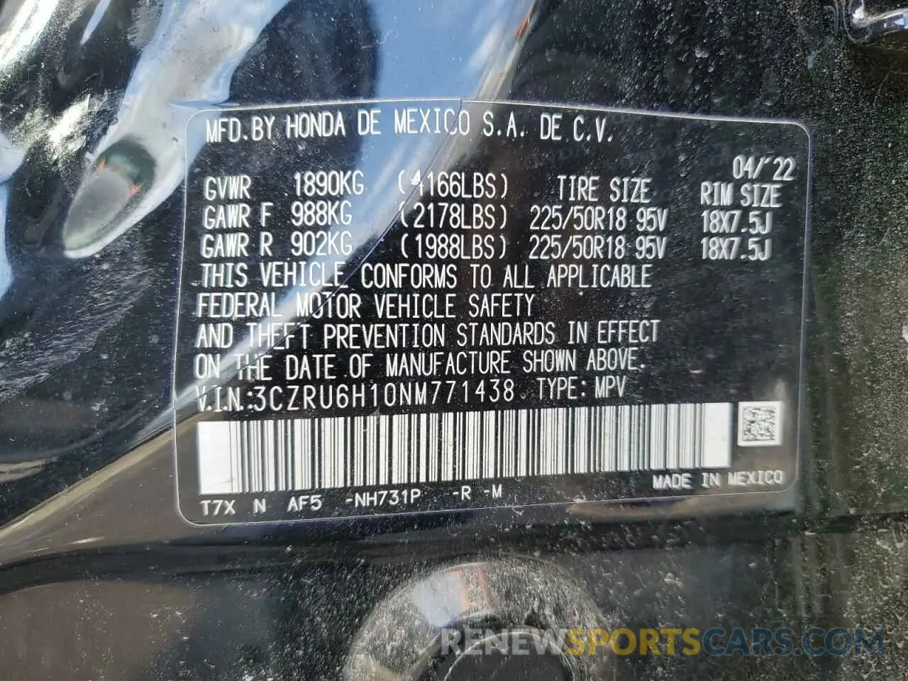 14 fotografías del automóvil dañado 3CZRU6H10NM771438 HONDA HR-V 2022