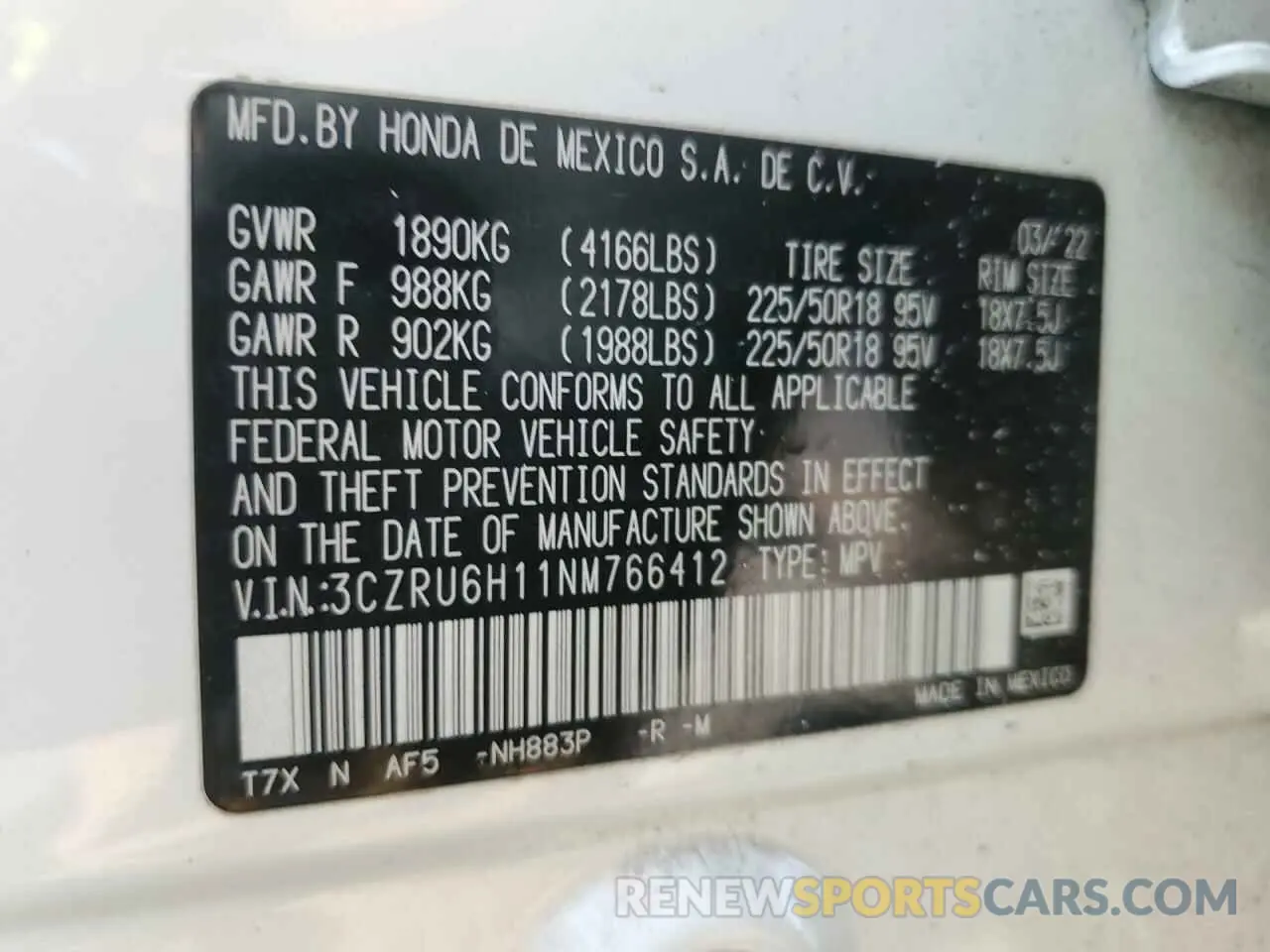 13 fotografías del automóvil dañado 3CZRU6H11NM766412 HONDA HR-V 2022