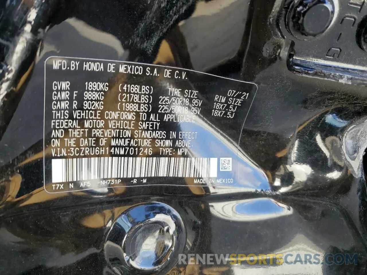 13 fotografías del automóvil dañado 3CZRU6H14NM701246 HONDA HR-V 2022