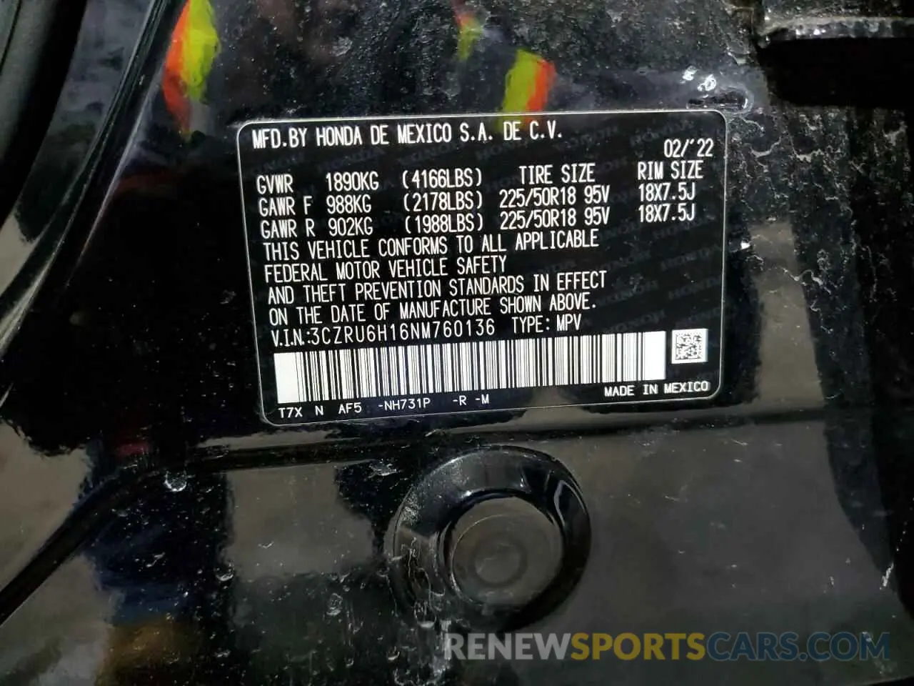 13 fotografías del automóvil dañado 3CZRU6H16NM760136 HONDA HR-V 2022