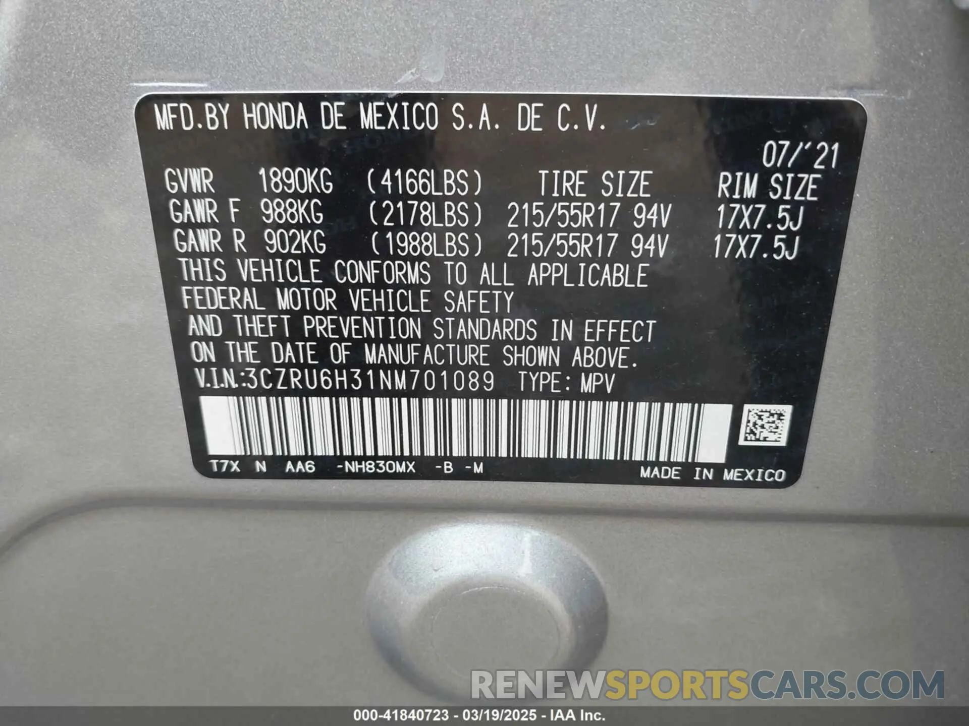 9 fotografías del automóvil dañado 3CZRU6H31NM701089 HONDA HR-V 2022