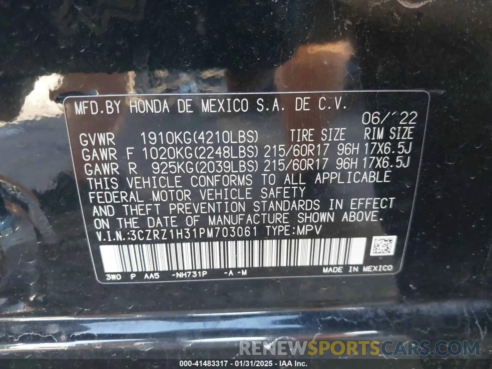 9 fotografías del automóvil dañado 3CZRZ1H31PM703061 HONDA HR-V 2023