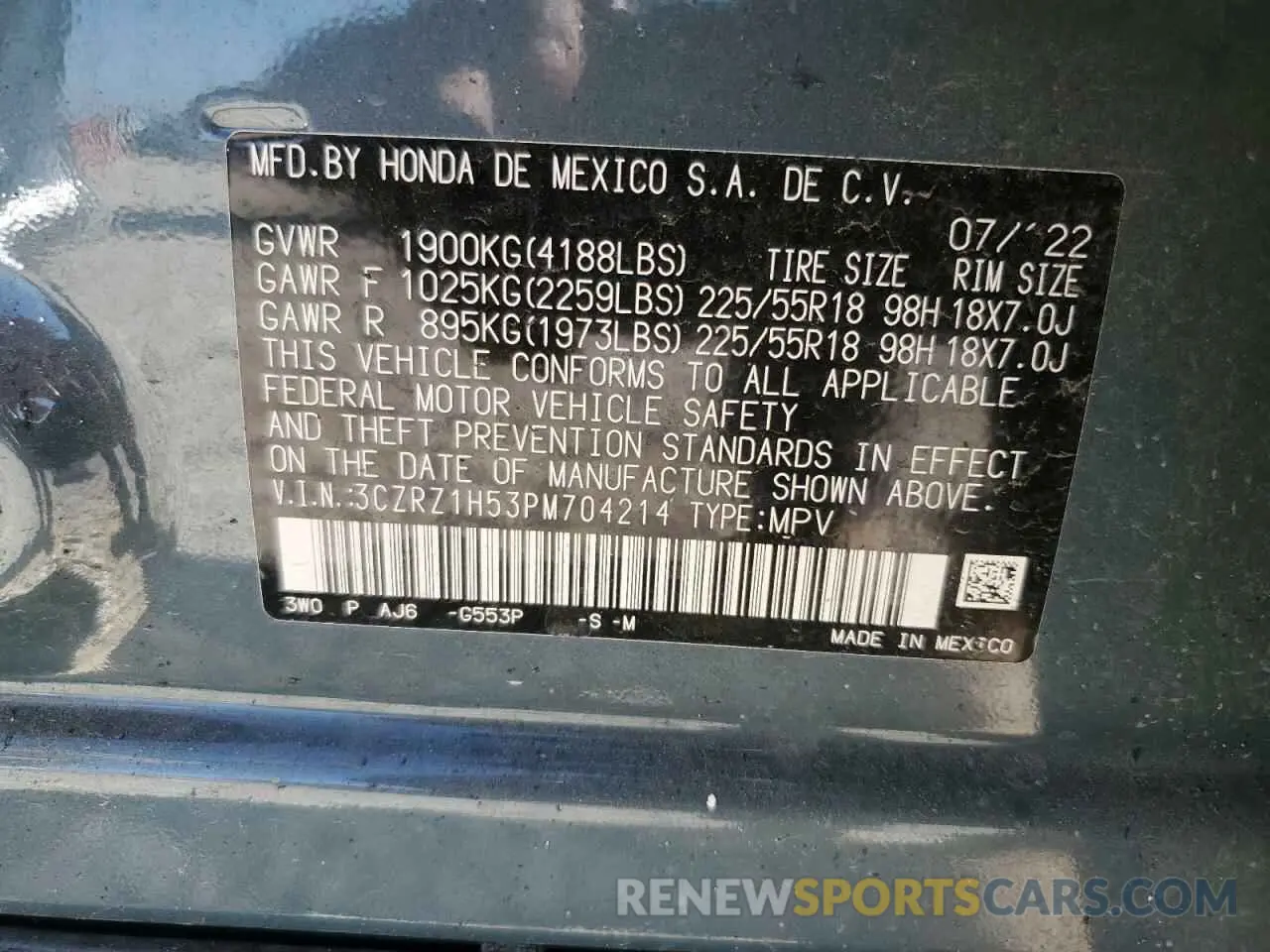 13 fotografías del automóvil dañado 3CZRZ1H53PM704214 HONDA HR-V 2023
