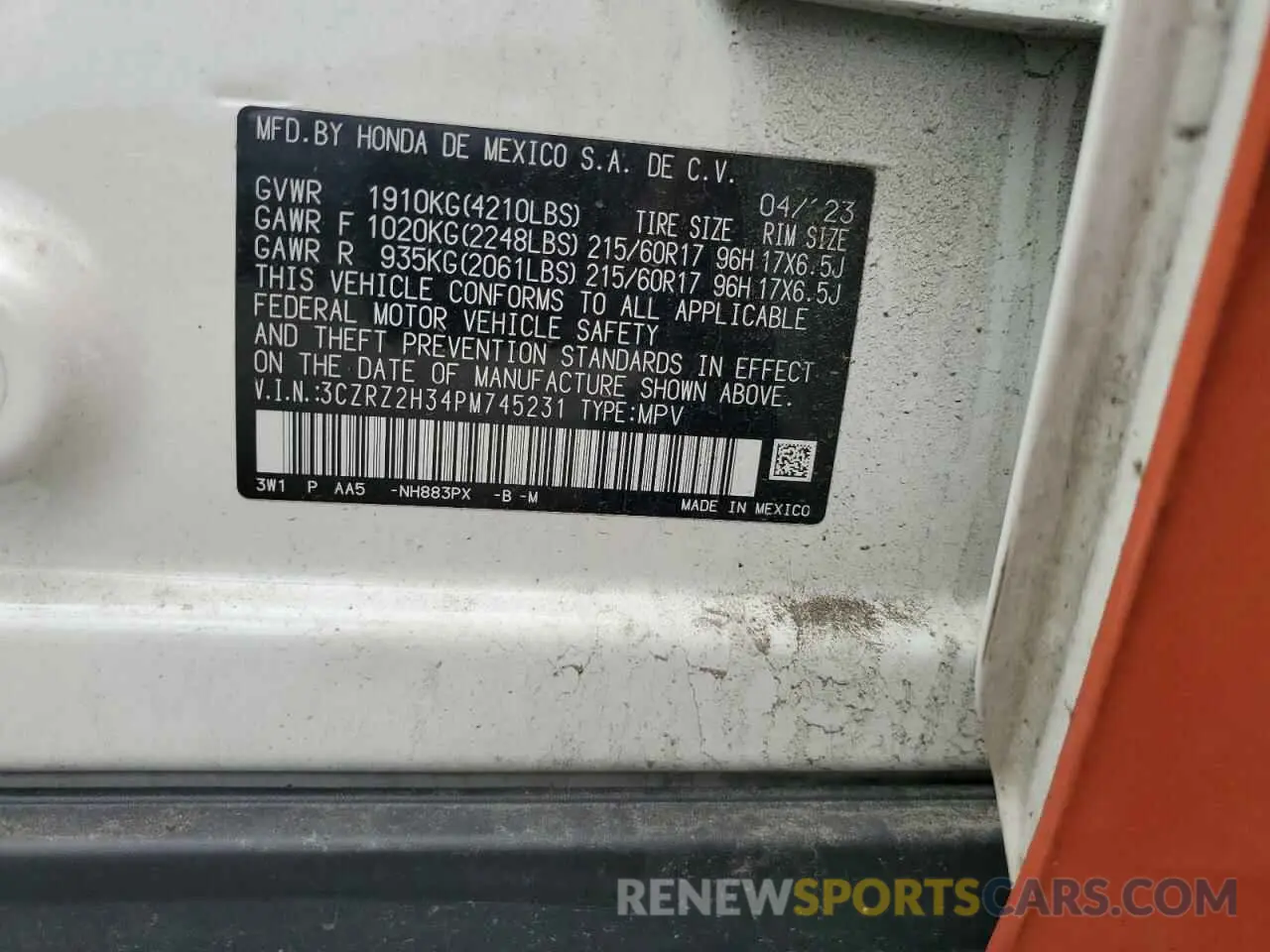 14 fotografías del automóvil dañado 3CZRZ2H34PM745231 HONDA HR-V 2023