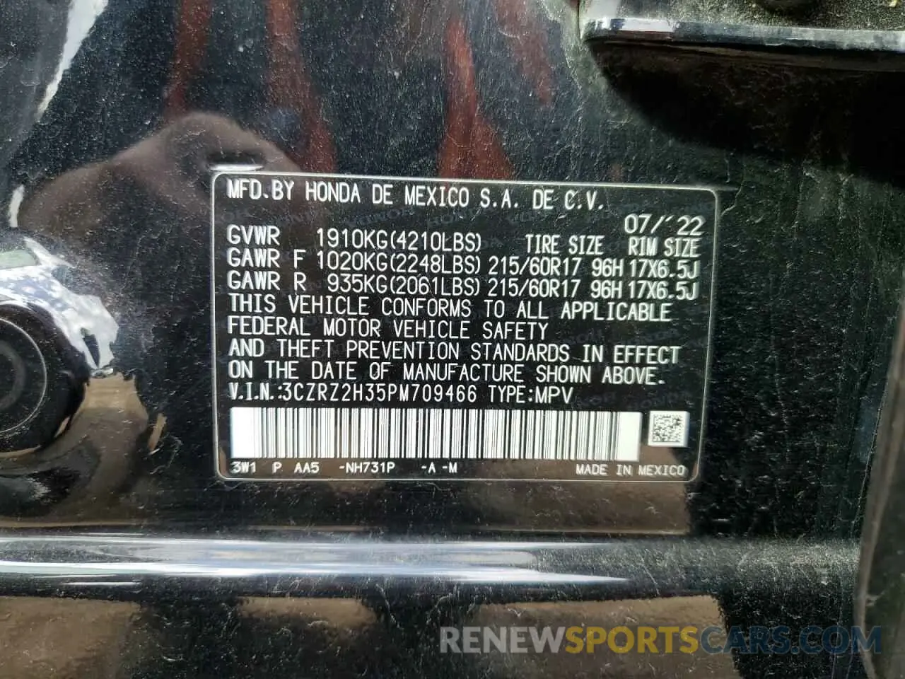 13 fotografías del automóvil dañado 3CZRZ2H35PM709466 HONDA HR-V 2023