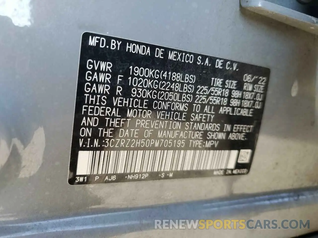 13 fotografías del automóvil dañado 3CZRZ2H50PM705195 HONDA HR-V 2023