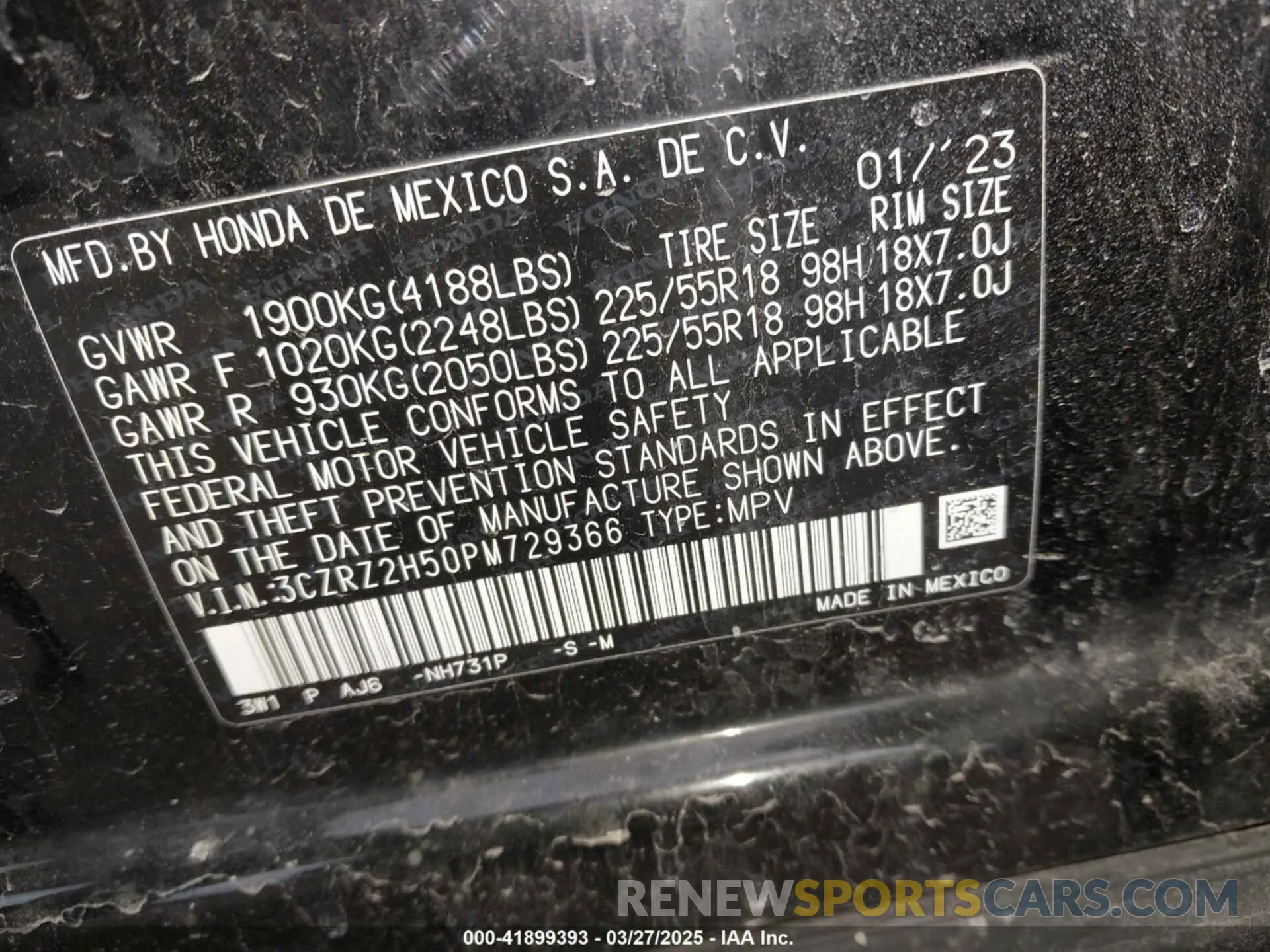 9 fotografías del automóvil dañado 3CZRZ2H50PM729366 HONDA HR-V 2023