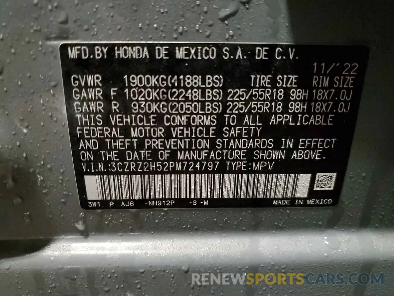14 fotografías del automóvil dañado 3CZRZ2H52PM724797 HONDA HR-V 2023