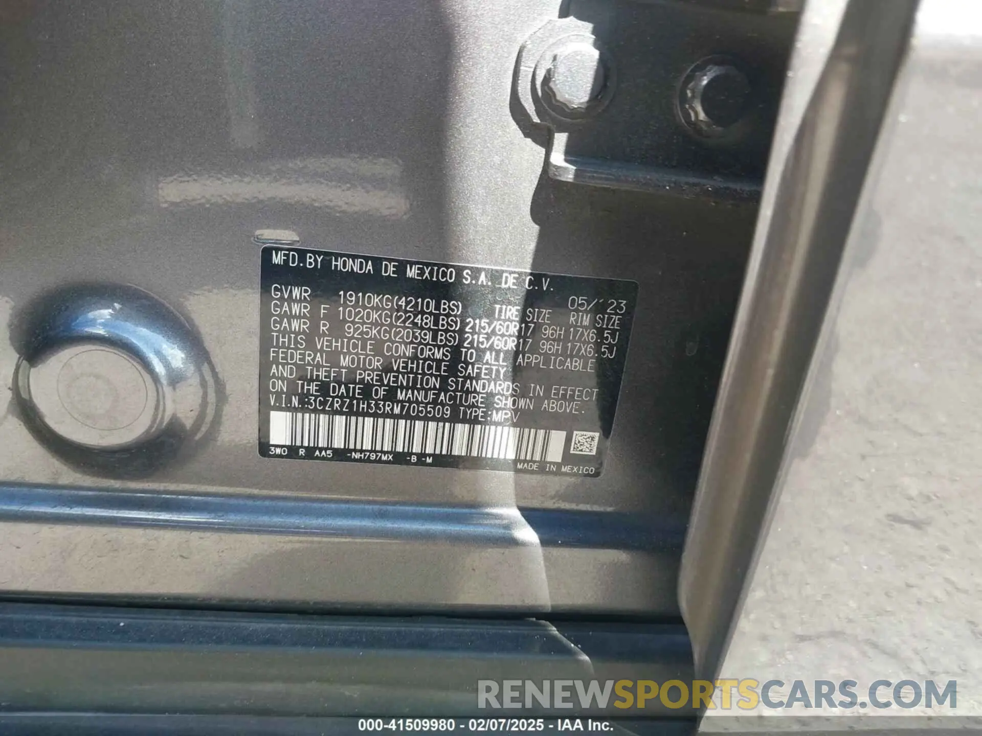 9 fotografías del automóvil dañado 3CZRZ1H33RM705509 HONDA HR-V 2024
