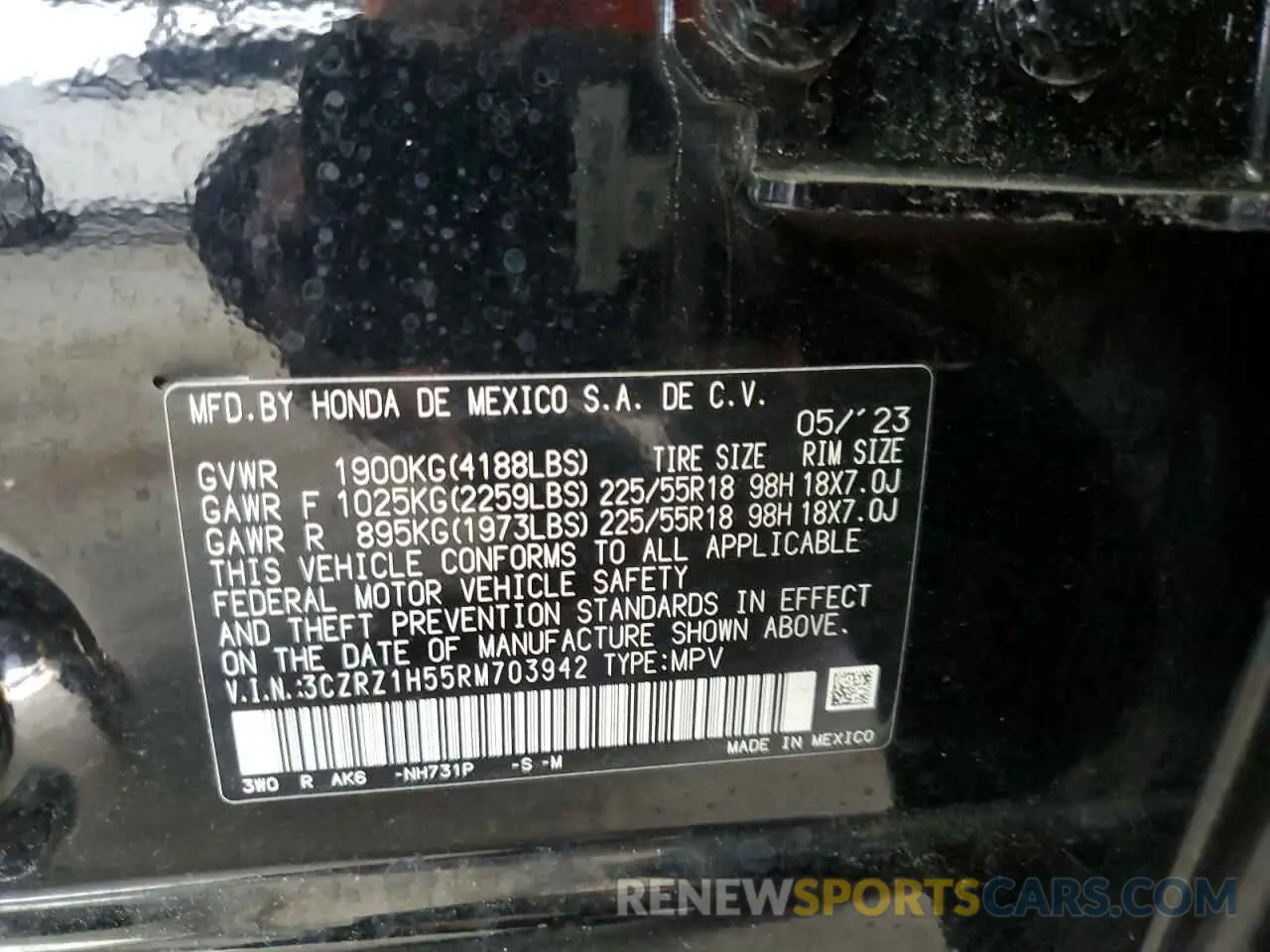 12 fotografías del automóvil dañado 3CZRZ1H55RM703942 HONDA HR-V 2024