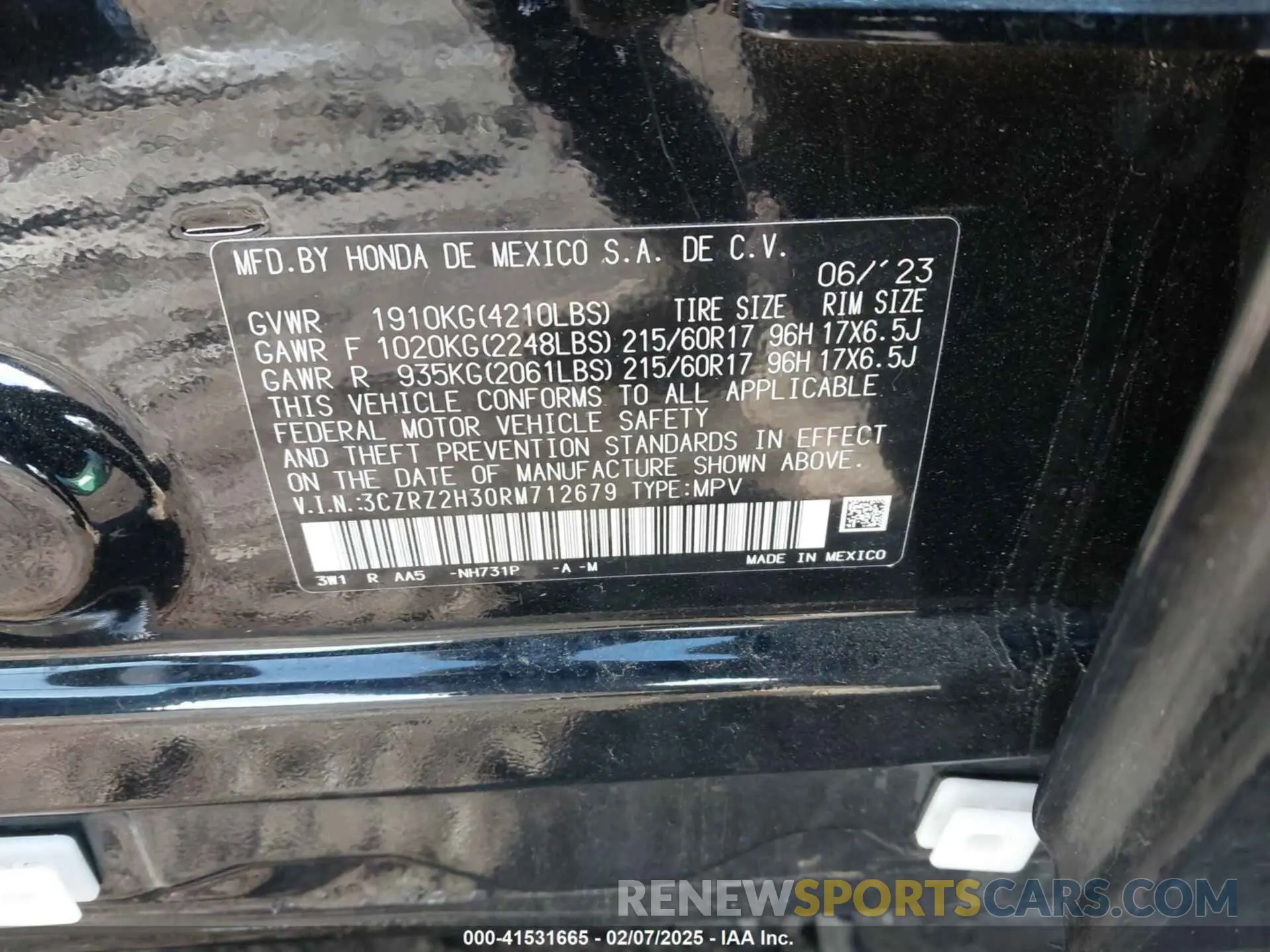 9 fotografías del automóvil dañado 3CZRZ2H30RM712679 HONDA HR-V 2024