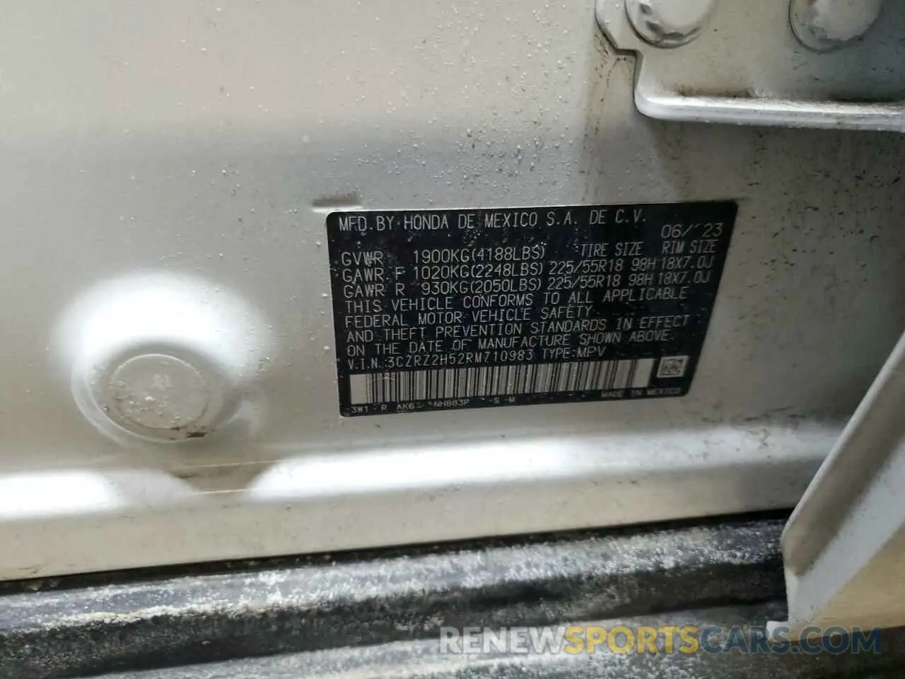 15 fotografías del automóvil dañado 3CZRZ2H52RM710983 HONDA HR-V 2024