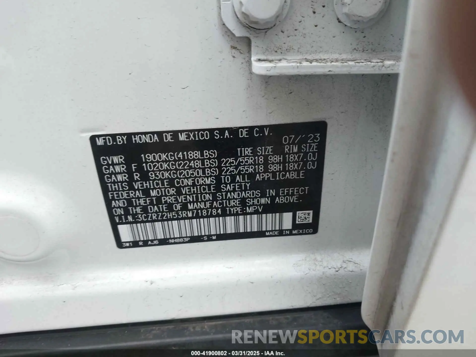 9 fotografías del automóvil dañado 3CZRZ2H53RM718784 HONDA HR-V 2024